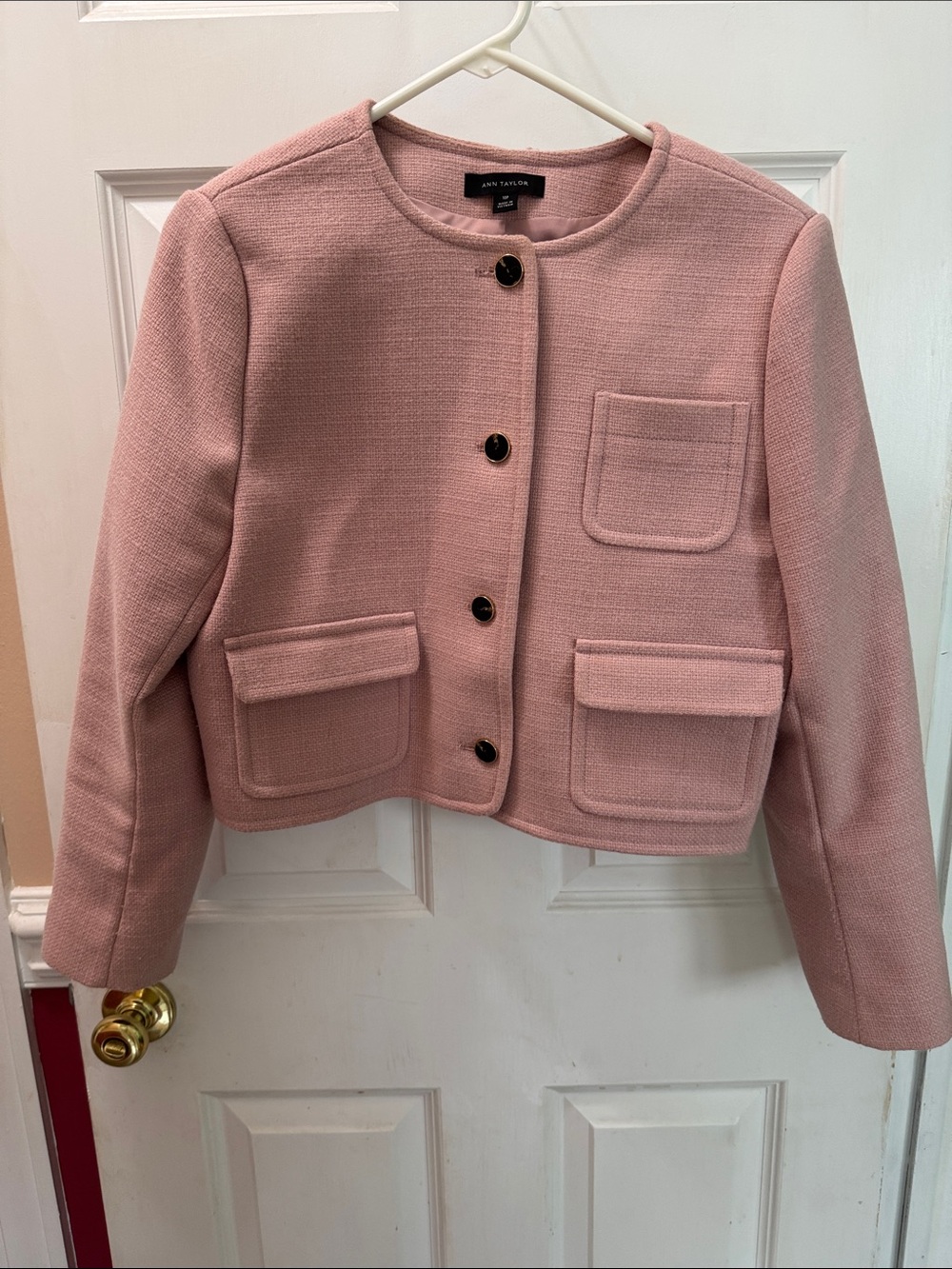 Ann Taylor Dusty Pink Cropped Pocket Blazer